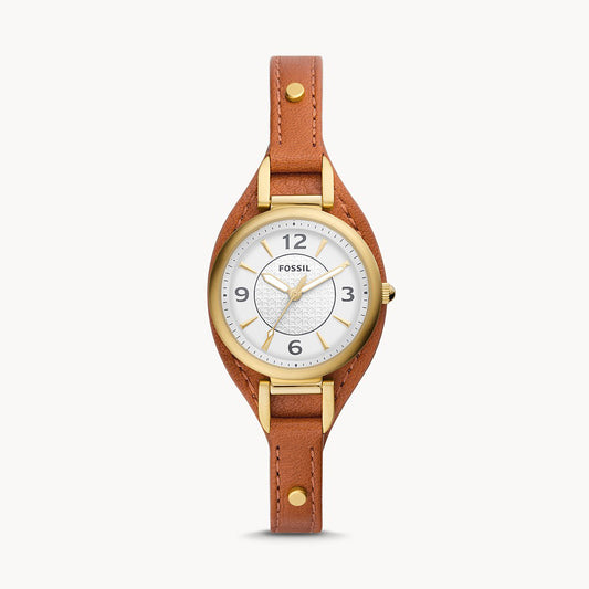 Fossil Carlie Gold Pro-Planet Leather Women's Watch