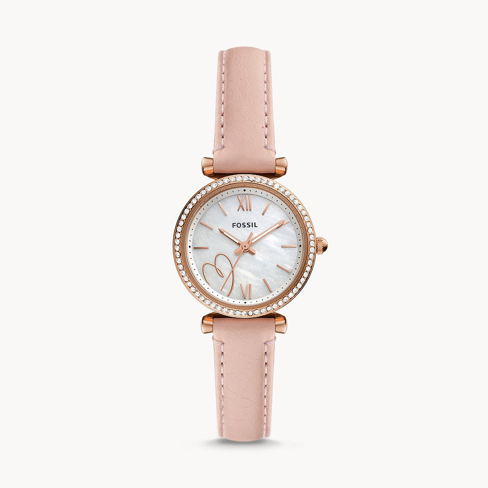 Fossil Carlie Rose Gold Pro-Planet Leather Women's Watch