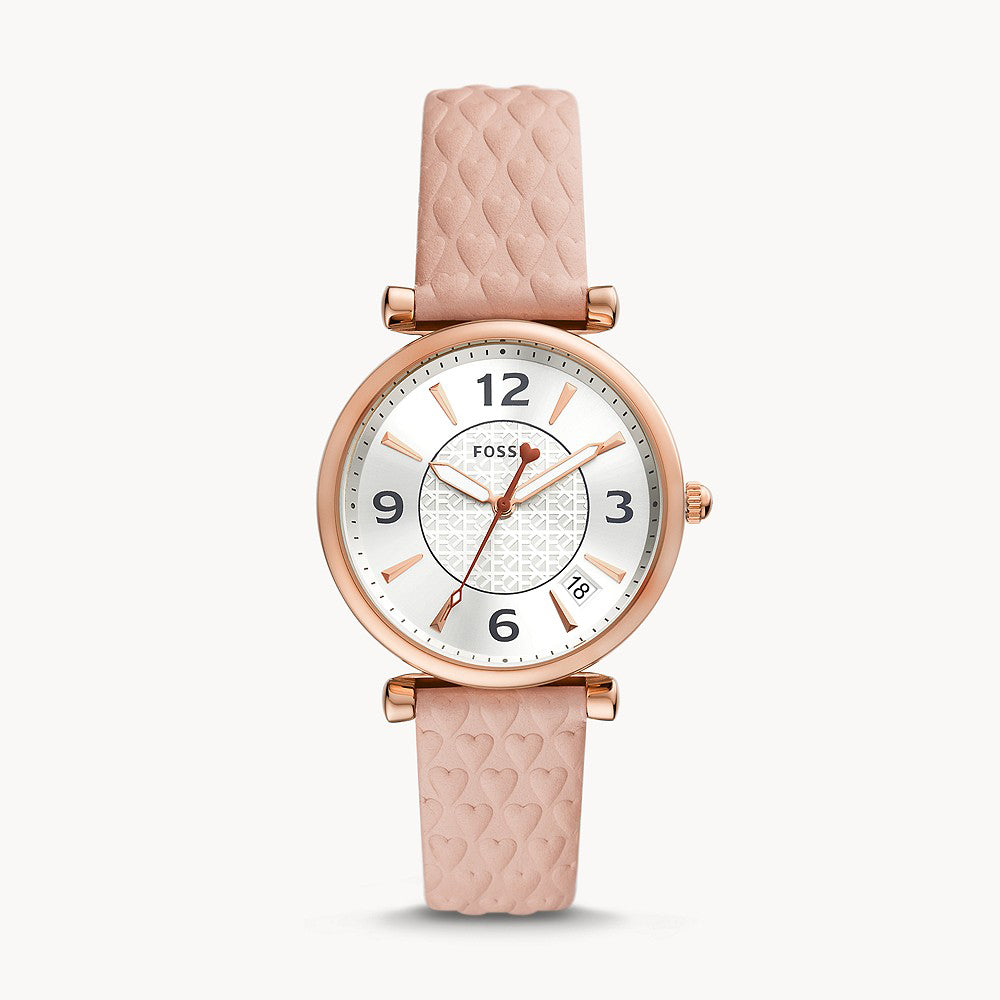 Fossil Carlie Three-Hand Date Blush Leather Women's Watch - ES5269