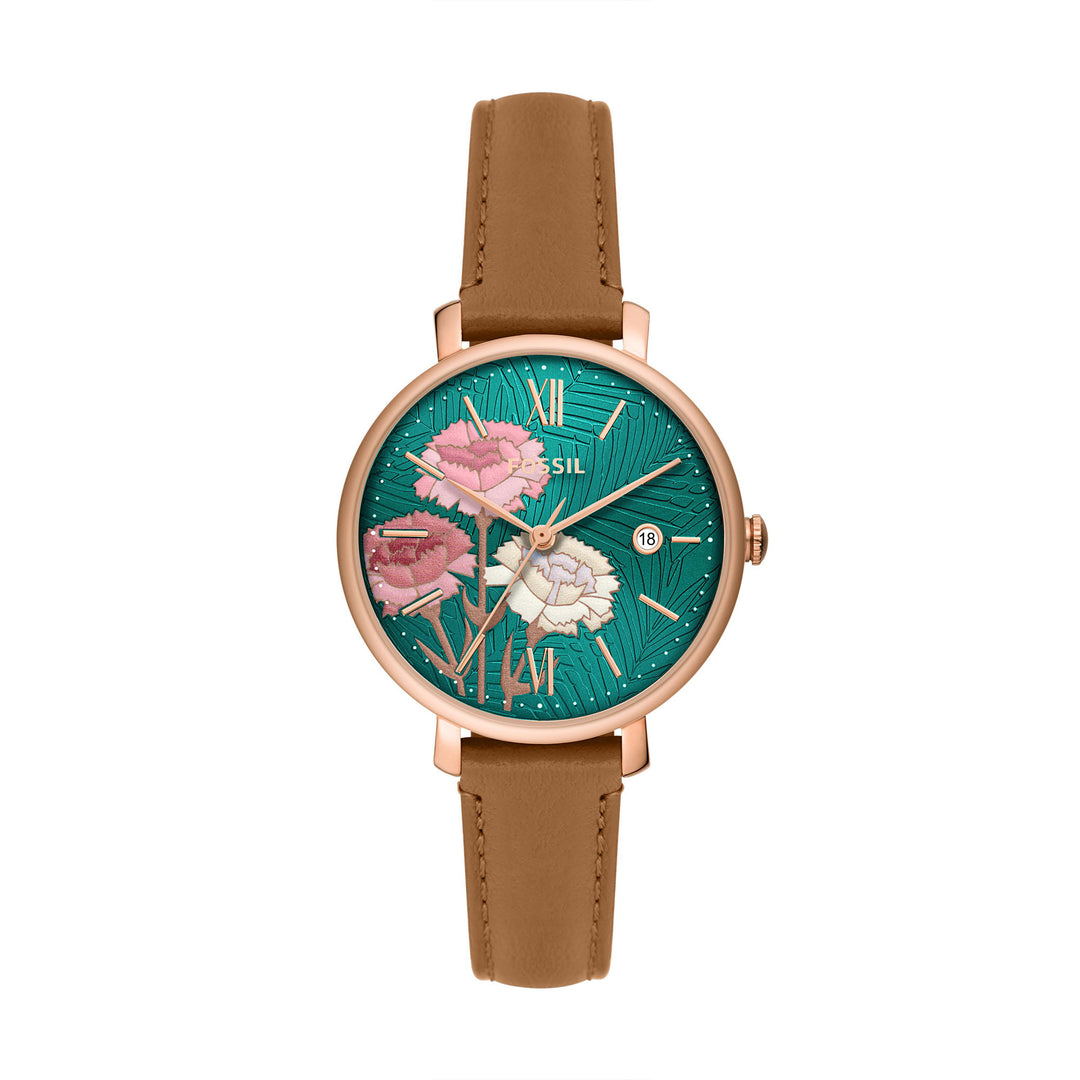 Fossil Jacqueline Women's Three-Hand Date Medium Brown Leather Watch - ES5274