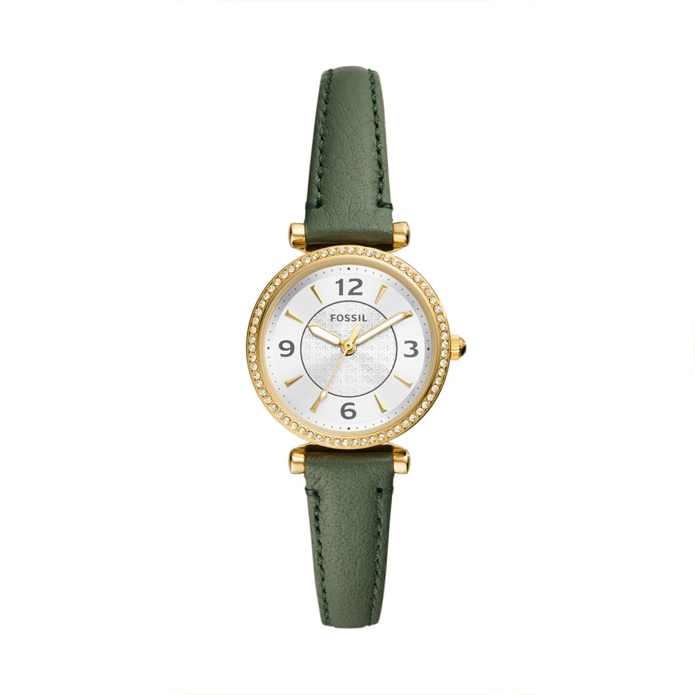 Fossil Carlie Women's Three-Hand Green Leather Watch