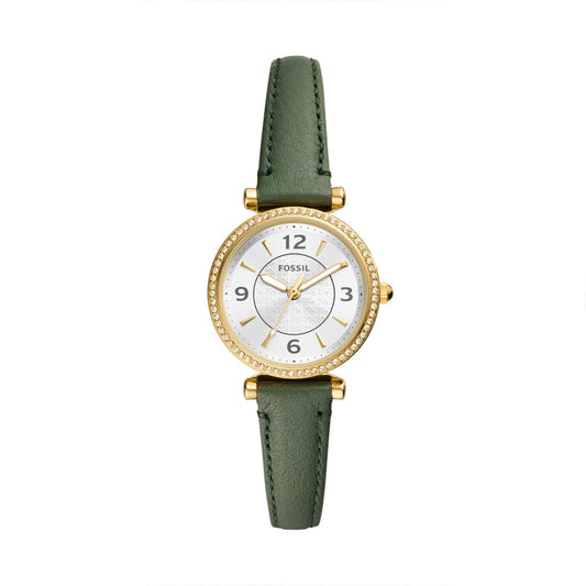Fossil Carlie Women's Three-Hand Green Leather Watch