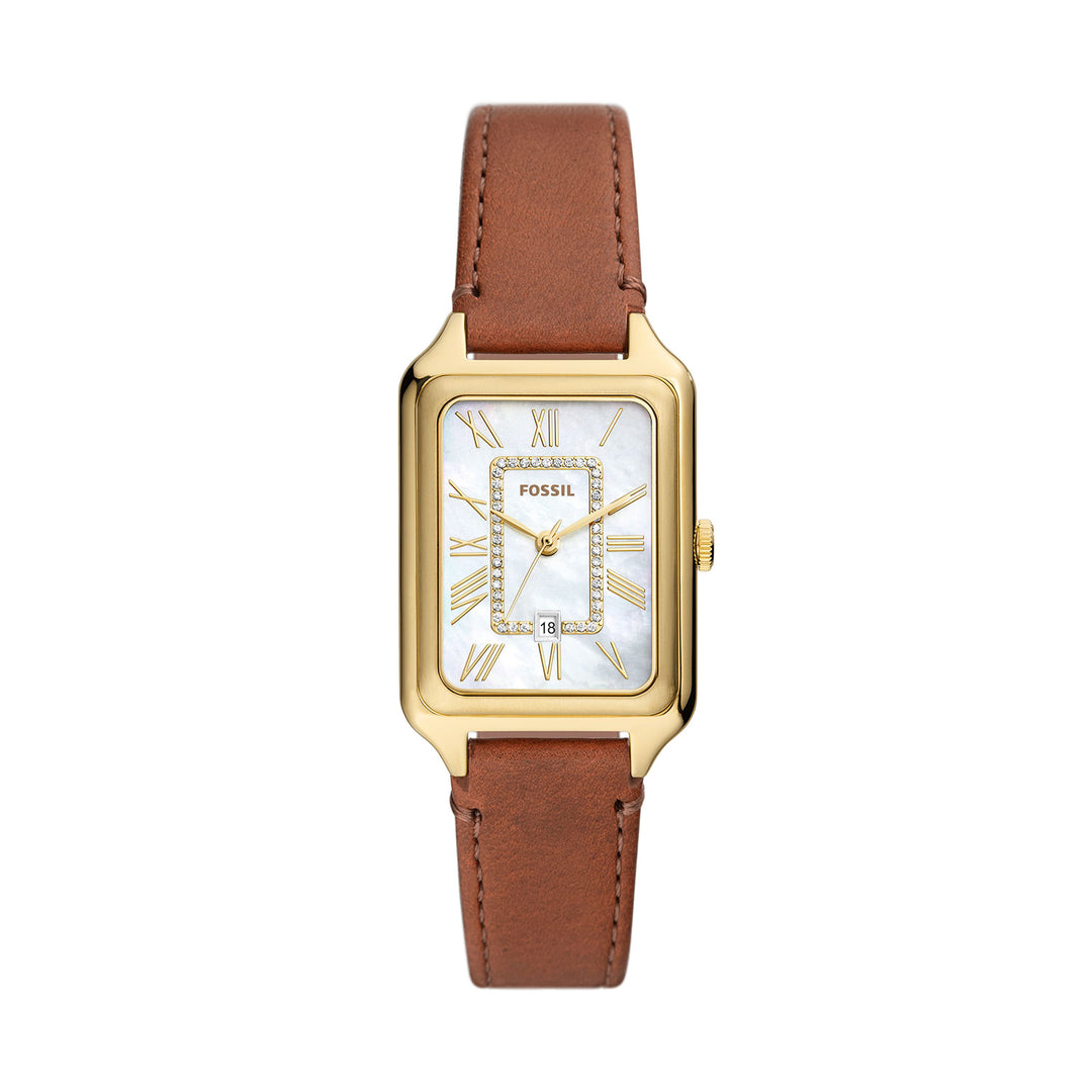 Fossil Raquel Three-Hand Date Medium Brown Litehide™ Leather Watch