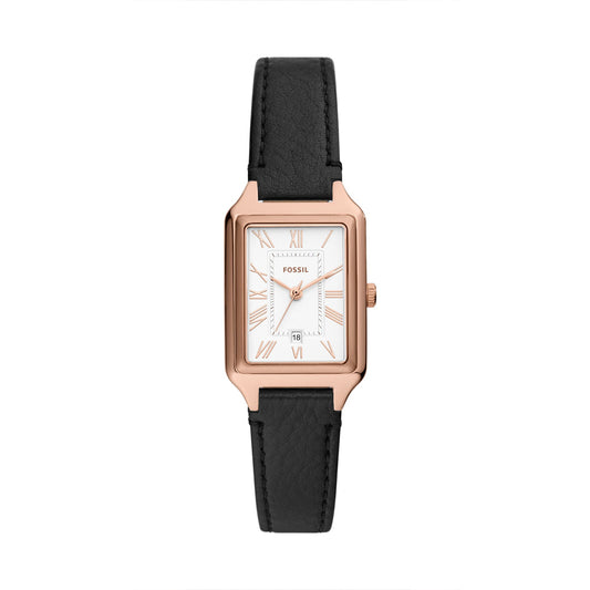 Fossil Raquel Women's Three-Hand Date Black Leather Watch