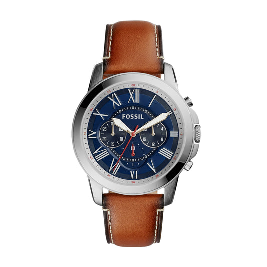 Fossil Analog Men's Watch Stainless Steel Leather Strap