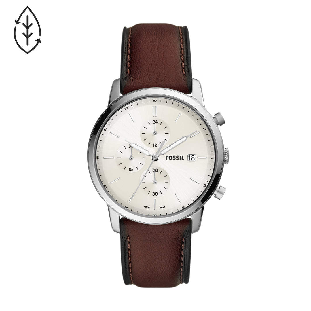 Fossil Analog Men's Watch Stainless Steel Leather Strap - FS5849