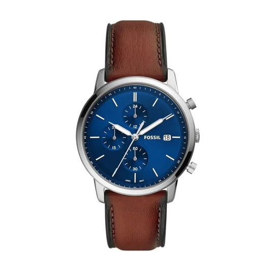 Fossil Analog Men's Watch Stainless Steel Leather Strap