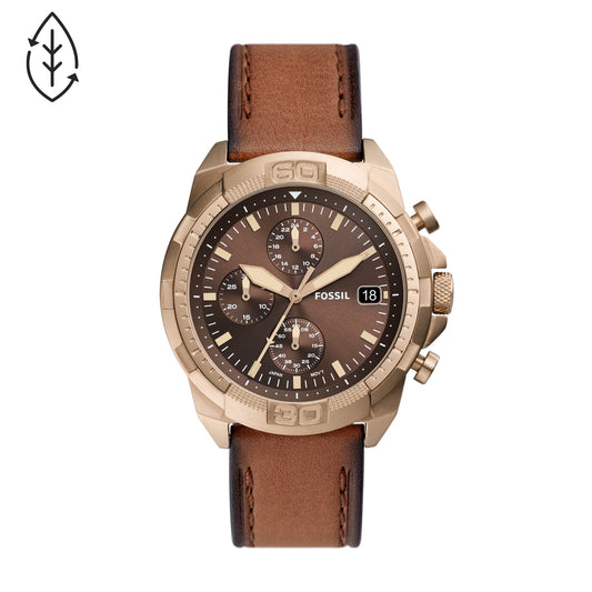 Fossil Analog Men's Watch Stainless Steel Leather Strap