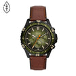 Fossil Analog Men's Watch Stainless Steel Leather Strap