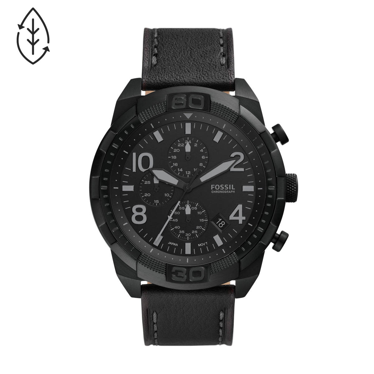 Fossil Bronson Chronograph Black Eco Leather Men's Watch