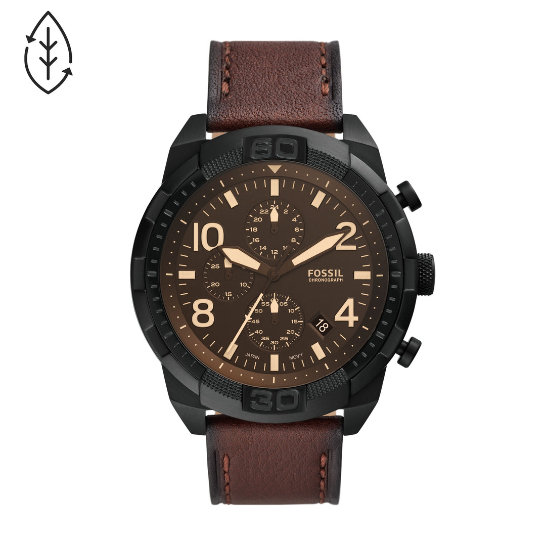 Fossil Analog Men's Watch Stainless Steel Leather Strap - FS5875