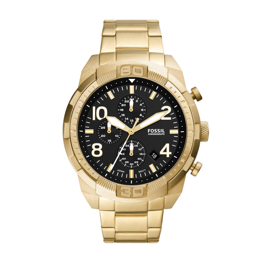 Fossil Analog Men's Watch Gold Plated Metal Bracelet