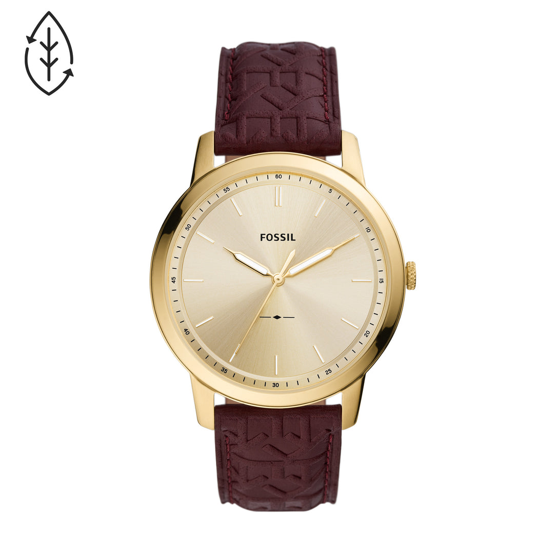 Fossil Analog Men's Watch Gold Plated Leather Strap - FS5886