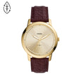 Fossil Analog Men's Watch Gold Plated Leather Strap