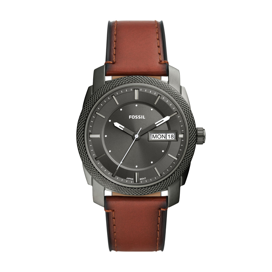 Fossil Machine Three-Hand Date Brown Leather Men's Watch - FS5900