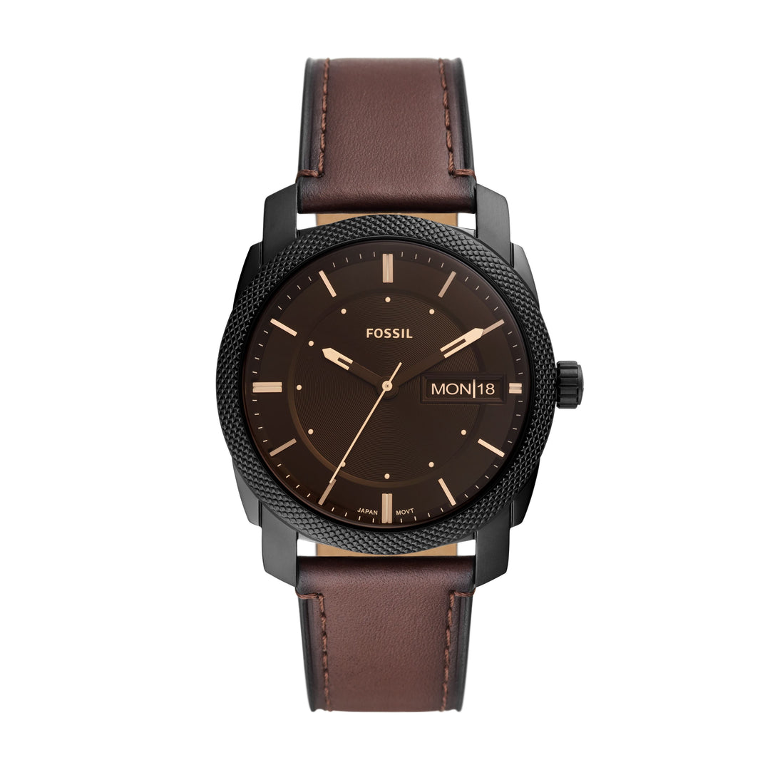 Fossil Machine Three-Hand Date Brown Leather Men's Watch - FS5901
