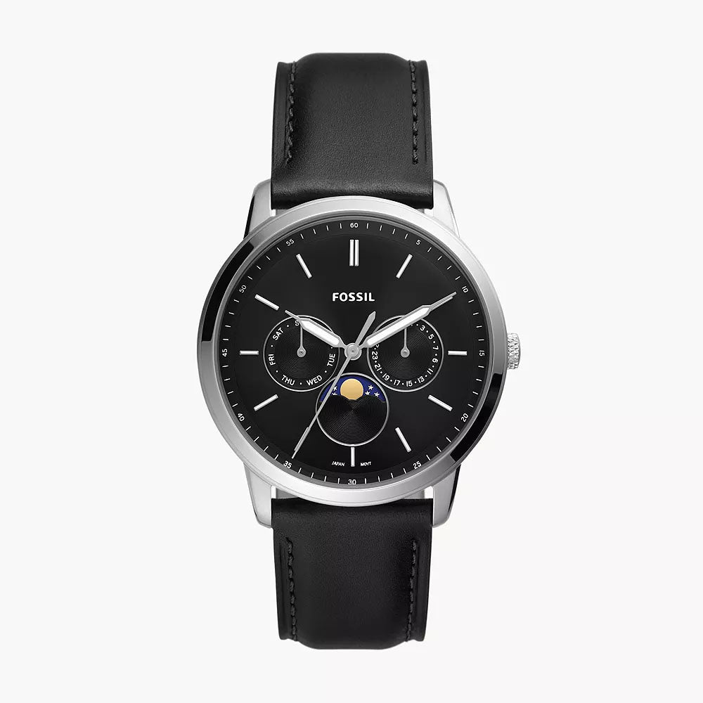 Fossil Neutra Men's Moonphase Multifunction Black Leather Watch - FS5904