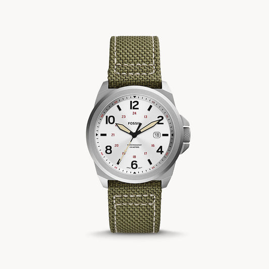 Fossil Bronson Three-Hand Date Olive Nylon Men's Watch