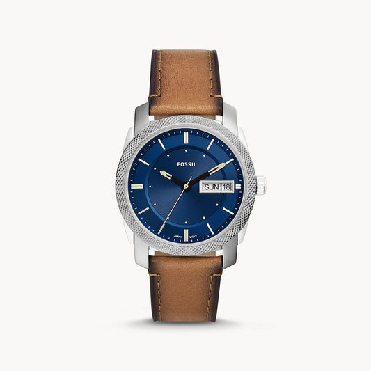 Fossil Machine Three-Hand Day-Date Tan Eco Leather Men's Watch