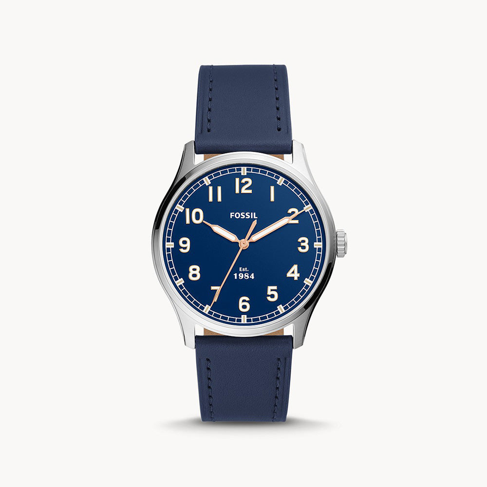 Fossil Dayliner Three Hand Navy Leather Men's Watch - FS5924