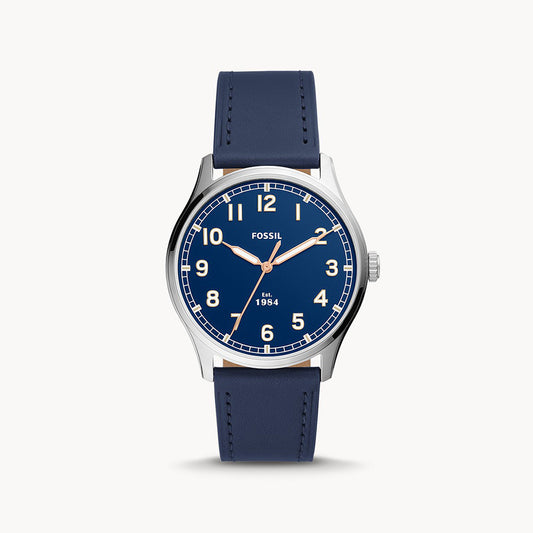 Fossil Dayliner Three Hand Navy Leather Men's Watch