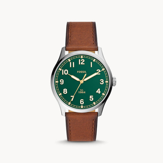 Fossil Dayliner Three Hand Teak Leather Men's Watch