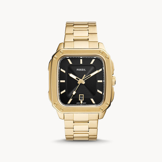 Fossil Three Hand Date Gold Tone Stainless Steel Men's Watch