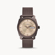 Fossil Machine Three Hand Day Date Brown Stainless Steel Mesh Men's Watch