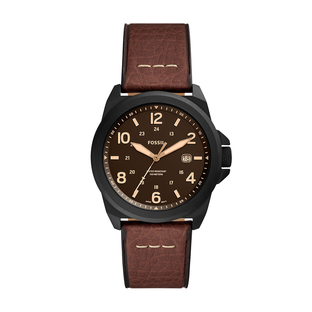 Fossil Bronson Three Hand Date Dark Brown Eco Leather Men's Watch - FS5938