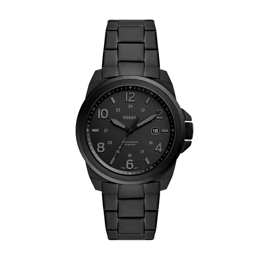 Fossil Bronson Three Hand Date Black Stainless Steel Men's Watch