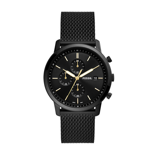 Fossil Minimalist Chronograph Black Stainless Steel Mesh Men's Watch