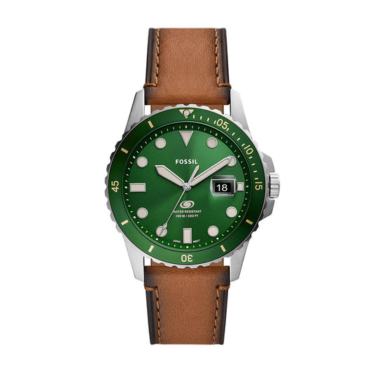 Fossil Blue Three Hand Date Tan Eco Leather Men's Watch