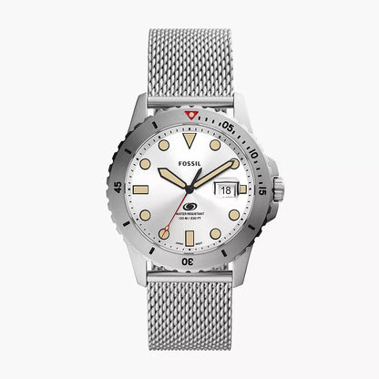 Fossil Blue Dive Three-Hand Date Men's Stainless Steel Mesh Watch