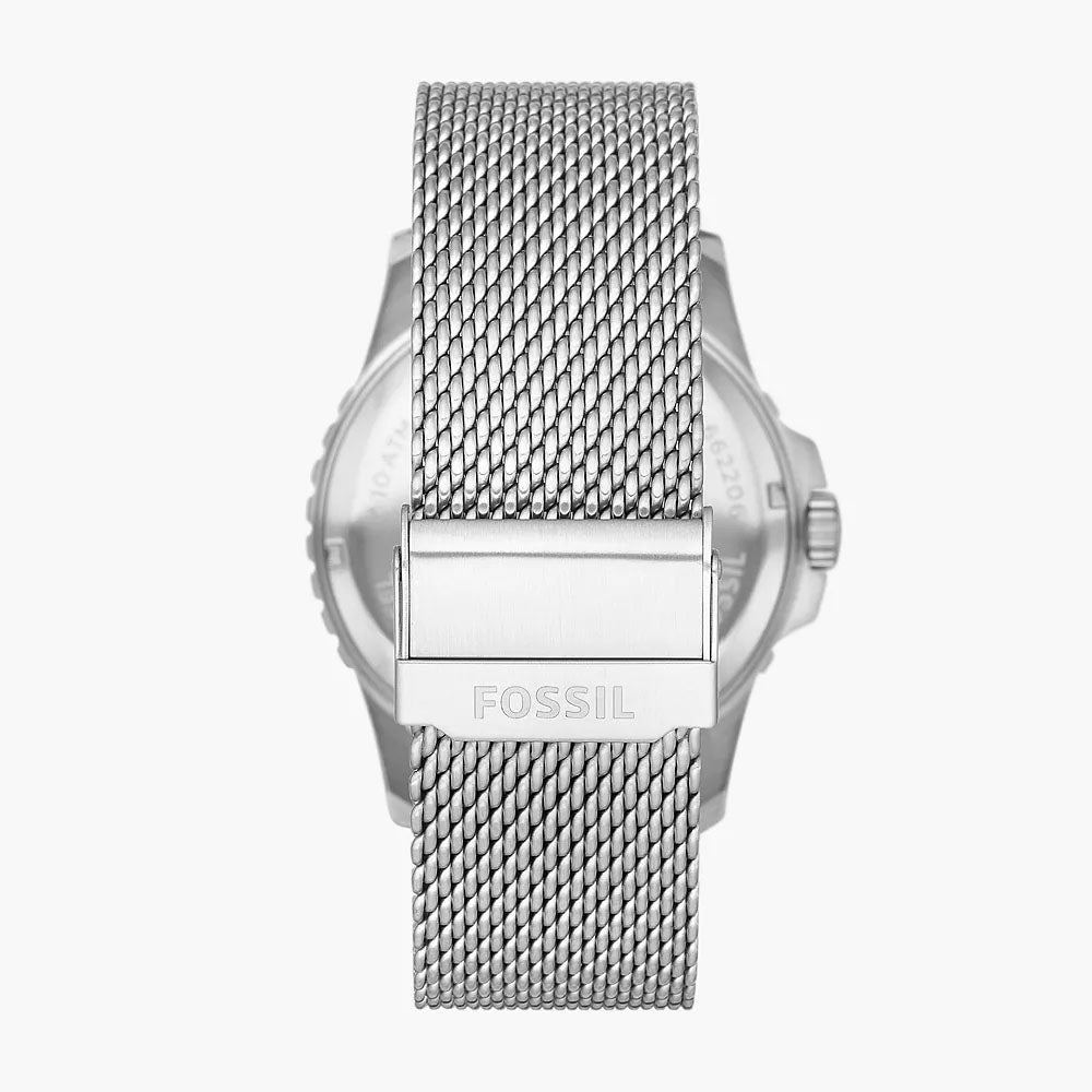 Fossil Blue Dive Three-Hand Date Men's Stainless Steel Mesh Watch