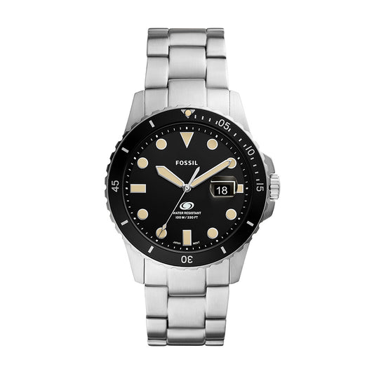 Fossil Blue Three Hand Date Stainless Steel Men's Watch