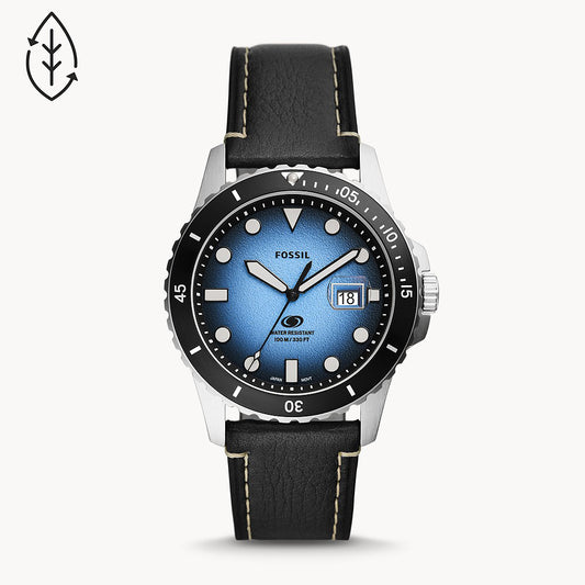 Fossil Blue Three-Hand Date Black Eco Leather Men's Watch