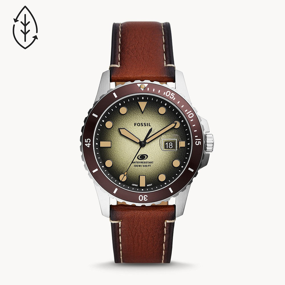 Fossil Blue Three-Hand Date Brown Eco Leather Men's Watch - FS5961