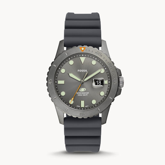 Fossil Blue Three-Hand Date Gray Silicone Men's Watch