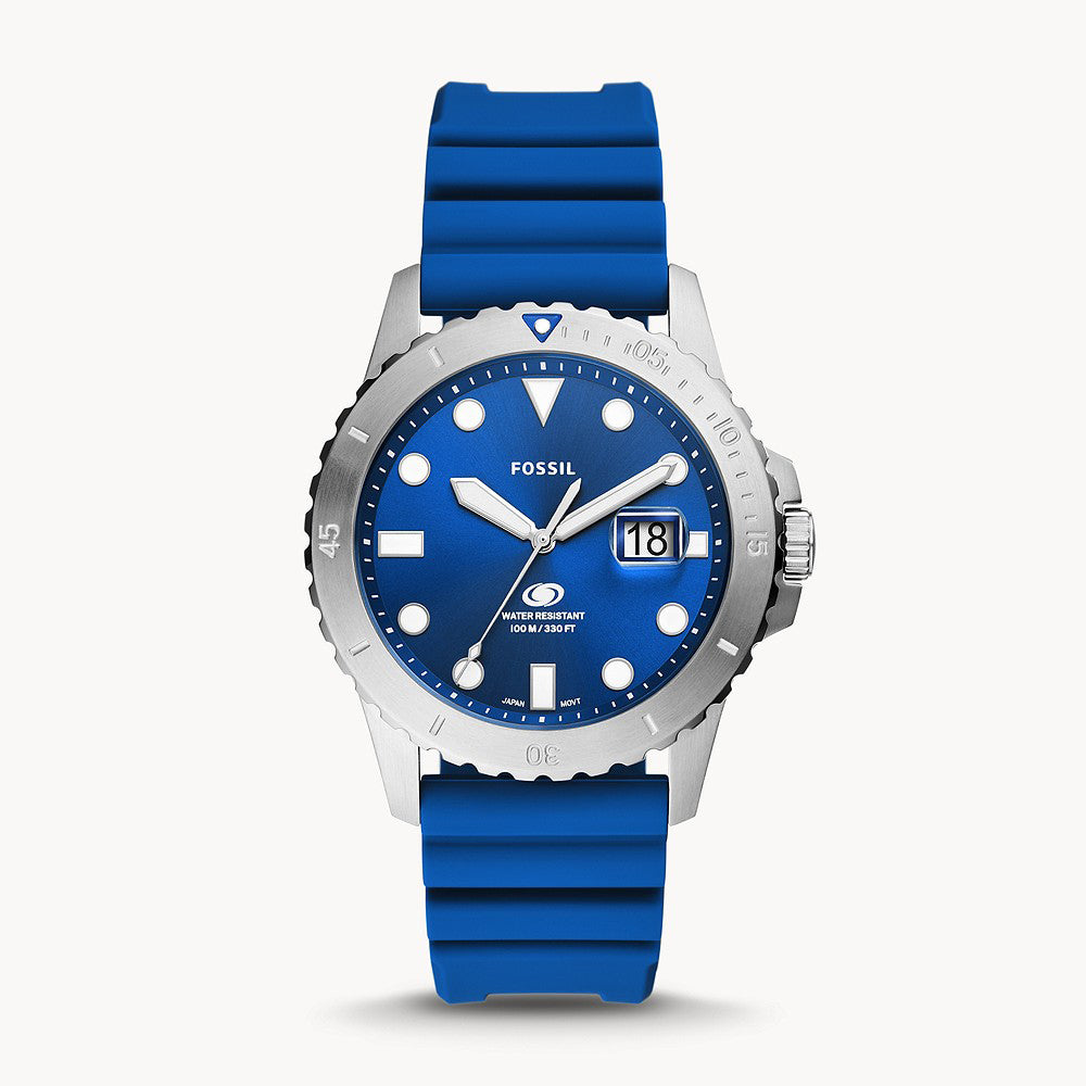Fossil Blue Three-Hand Date Blue Silicone Men's Watch - FS5998