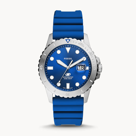 Fossil Blue Three-Hand Date Blue Silicone Men's Watch