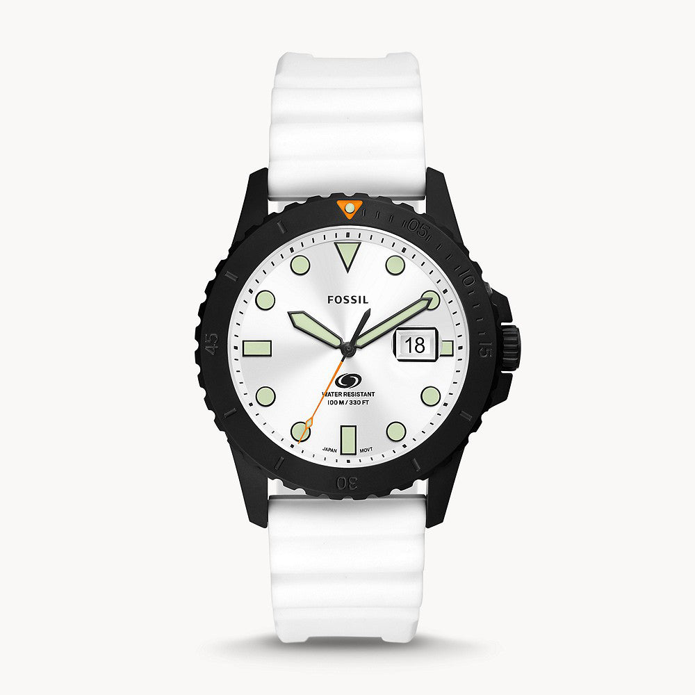 Fossil Blue Three-Hand Date White Silicone Men's Watch - FS5999
