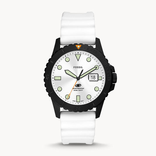 Fossil Blue Three-Hand Date White Silicone Men's Watch