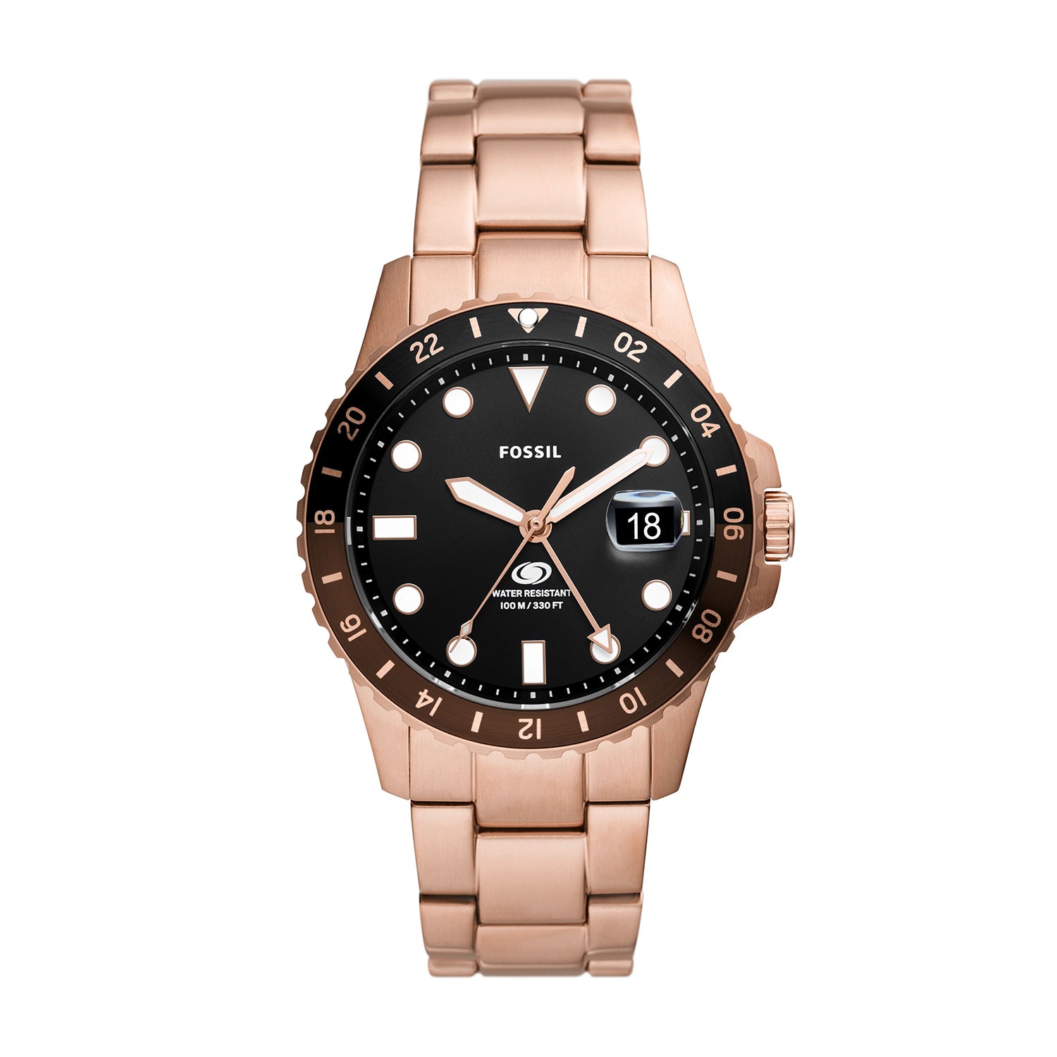 Fossil rose gold watch leather strap sale