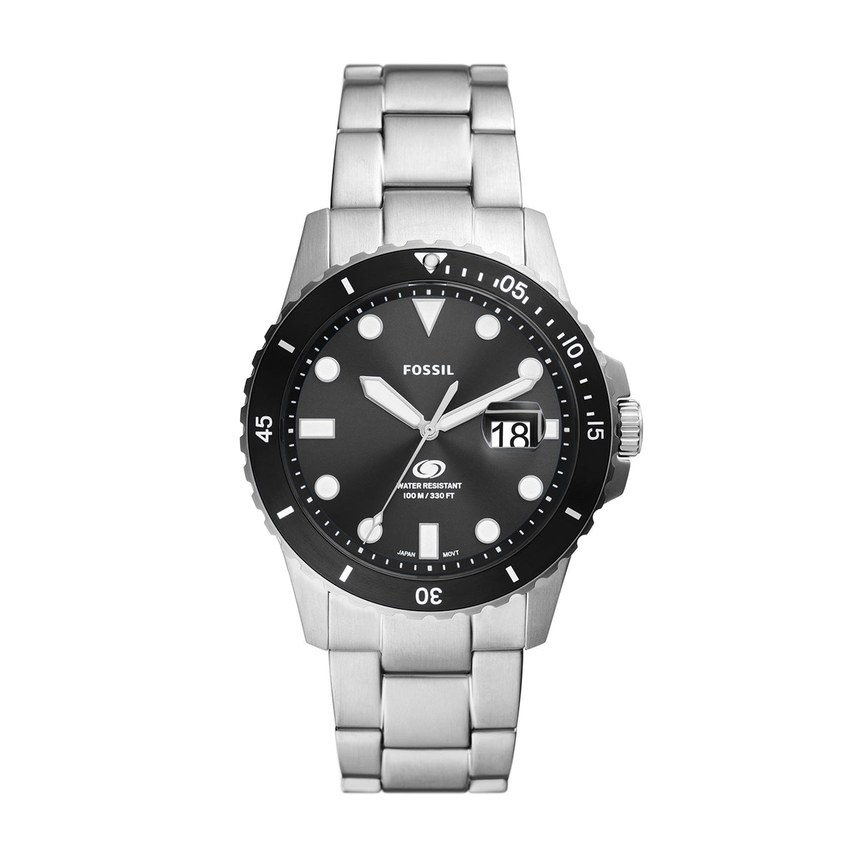 ساعة Fossil Blue للغوص بثلاثة عقارب وتاريخ من الفولاذ المقاوم للصدأ