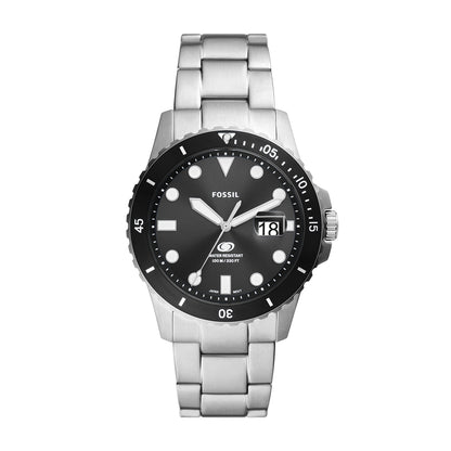 ساعة Fossil Blue للغوص بثلاثة عقارب وتاريخ من الفولاذ المقاوم للصدأ