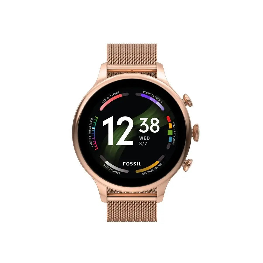 FOSSIL GEN 6 SMARTWATCH ROSE-GOLD TONE STAINLESS STEEL MESH