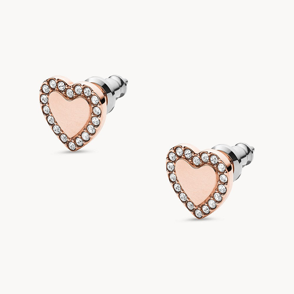 Fossil Be Mine Rose Gold-Tone Stainless Steel Stud Earrings - JF03364791