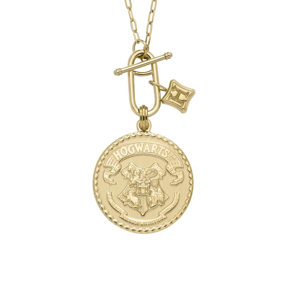 LIMITED EDITION HARRY POTTER<sup>®</sup> HOGWARTS<sup>®</sup> CREST GOLD-TONE STAINLESS STEEL CHAIN NECKLACE