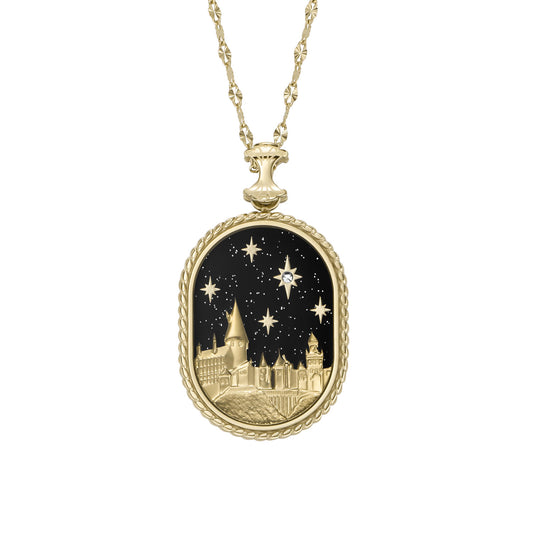 Limited Edition Harry POTTER<sup>®</sup> HOGWARTS<sup>®</sup> Castle Gold-Tone Stainless Steel Chain Necklace