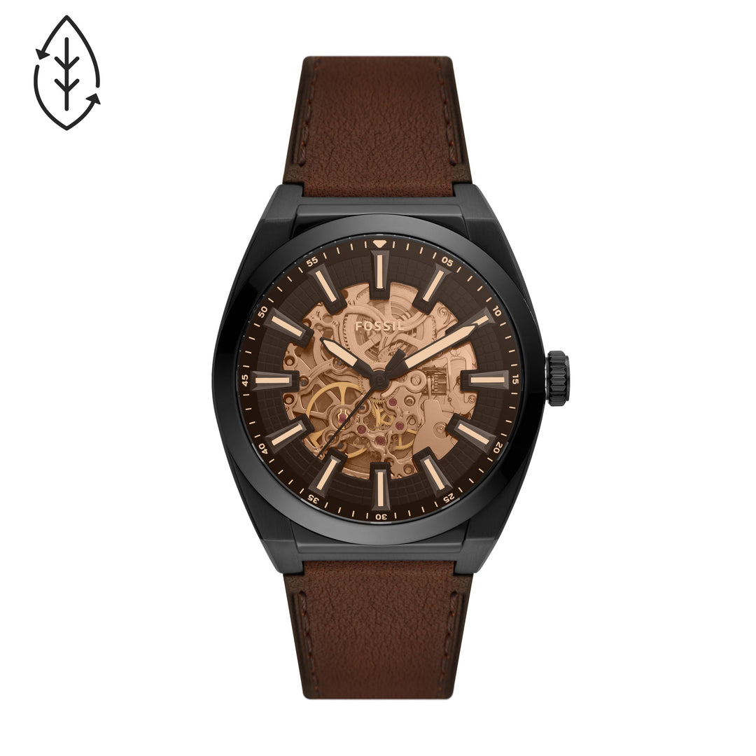 Fossil Everett Automatic Dark Brown Eco Leather Men's Watch - ME3207